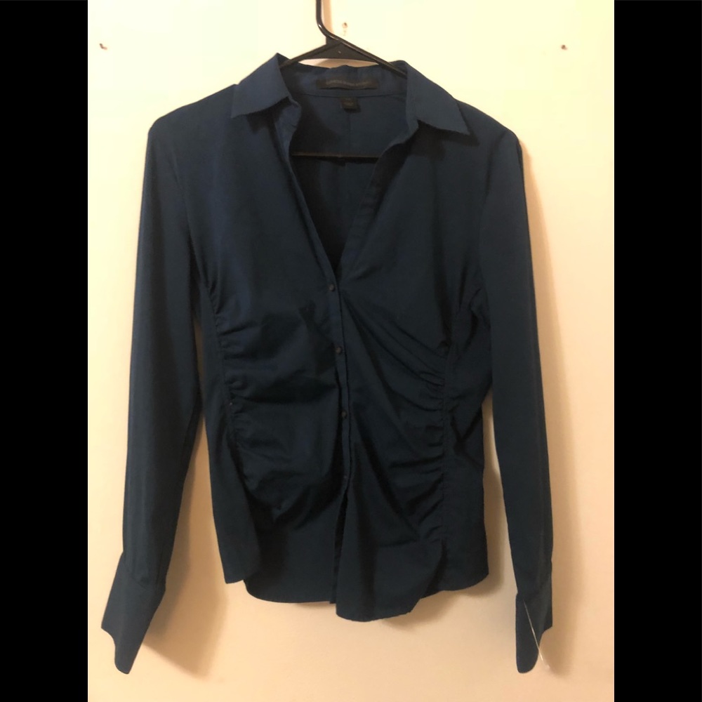 Express dress shirt small dark blue button up